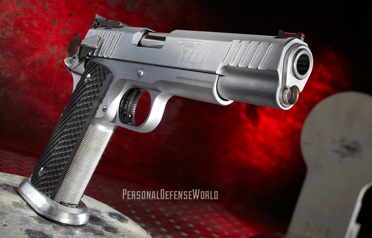 A true champion's pistol, the Todd Jarrett Single Stack .40, designed by Abernathy Gun Works for action-shooting legend Todd Jarrett, features a carbon-steel frame, a hand-fitted, match-grade 5-inch Schuemann Accuracy Enhancing Technology barrel and easy-t-grasp, aggressively textured VZ G10 grips.