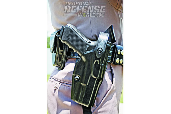 This Safariland SLS security holster works for GLOCK 37 Gen4s, available for troopers who don’t feel they need to carry their sidearm with a pre-mounted light.