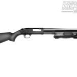 The Mossberg 500 Persuader 12 gauge pump action shotgun has a 6+1-round capacity for 2¾-inch shells. The synthetic black stock and Insight forend are durable and rugged.