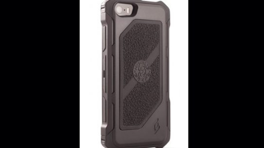 HEC iPhone 5 Rogue Black-Ops | Belt Holster | Black TPU Cover Gun Metal Grey Aluminum-Rails | Black Cobblestone Rubber