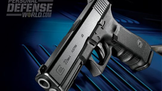 A law enforcement favorite, the Glock 22 Gen4 is also a top-notch civilian self-defense handgun, packing 15+1 rounds of accurate, controllable .40-caliber firepower. The gun comes equipped with standard Gen4 features, including a dual recoil spring, an ambidextrous mag release, wrap-around grip texturing and interchangeable backstraps for a user-customizable grip.