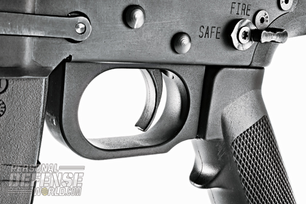 The MPAR556-P Pistol’s two-position safety selector lever is located just above the grip on the left side, just like on a standard AR-15. It proved to be easy to manipulate.