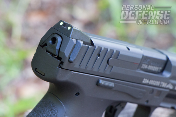 A protruding polymer charging support ensures a positive grip on the slide when running the gun.