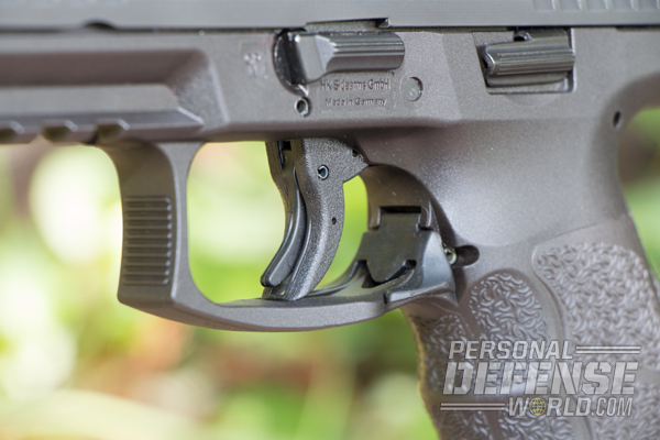 A serrated, rotating takedown lever makes disassembling the VP9 easy and painless.