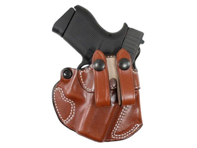 BROWN Leather OWB CLIP-ON Right Hand Holster w/ Comfort Tab for GLOCK 43 G43 