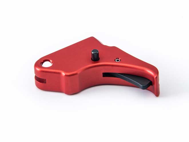 Red Anodized M&P Shield Action Enhancement Trigger, apex tactical trigger, apex tactical red anodized trigger