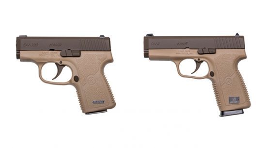 kahr cw380 and cw9 cerakote patriot brown pistols
