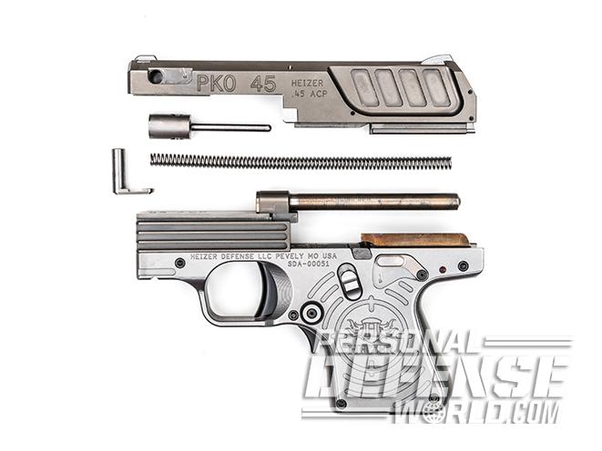 Heizer Defense PKO-45 pistol disassembled