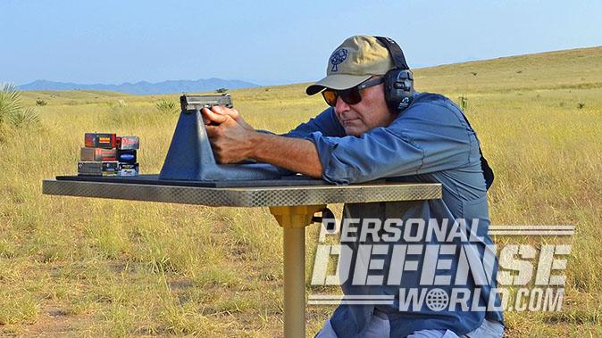 Smith & Wesson M&P9 Shield M2.0 pistol bench shooting