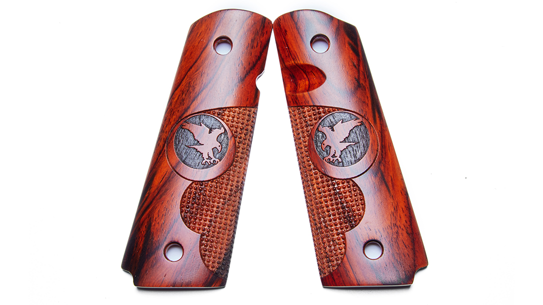 Aftermarket 1911 grips Nighthawk Cocobolo Finger Groove Pin Point