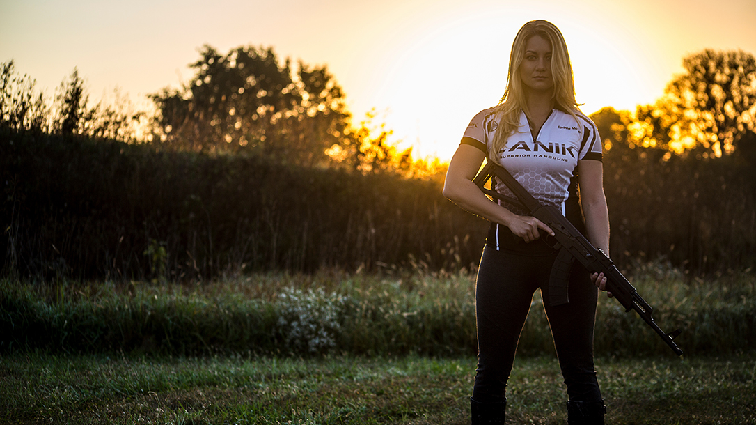 Corinne Mosher firearms training shooting sunset