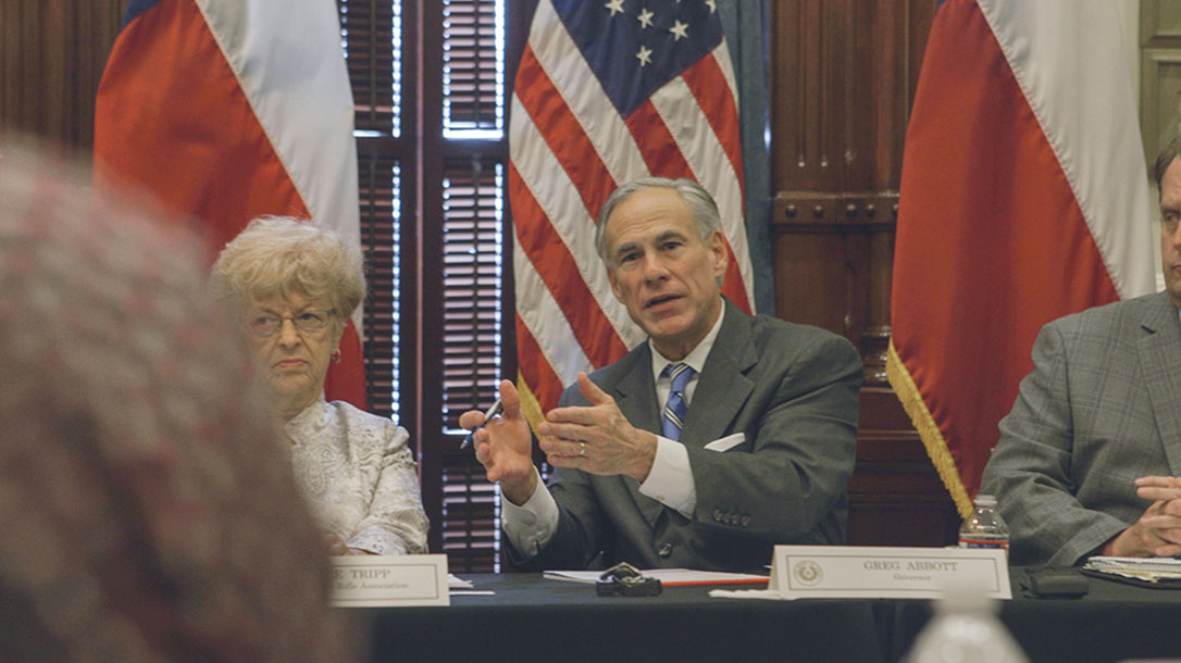 Texas Governor Greg Abbott second school safety discussion closeup