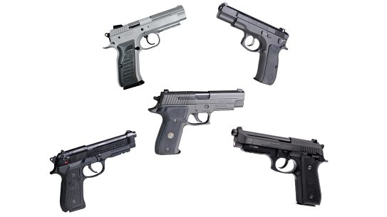 9mm metal handguns, Beretta, CZ, EAA, Sig, Taurus