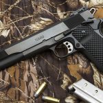 The Les Baer Premier II Hunter pistol, 10mm handgun, camo