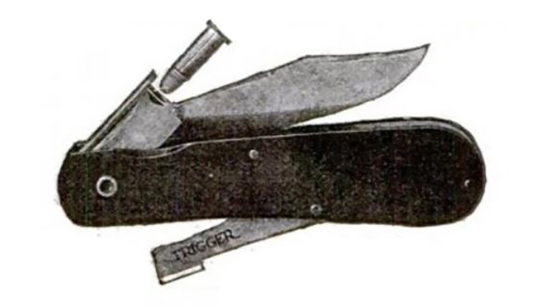 The single-shot, .22-caliber pistol was built into a knife.