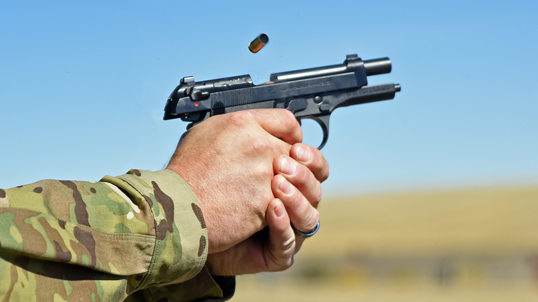Engaging steel targets with the Beretta 92X Compact.