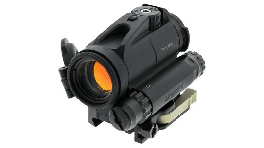 The Aimpoint CompM5b features a 2 MOA ballistic compensating reticle.