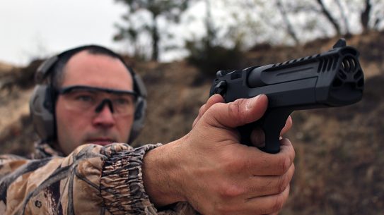 Legal for hunting in New York state, the hard-hitting .50 AE becomes lethal on game.