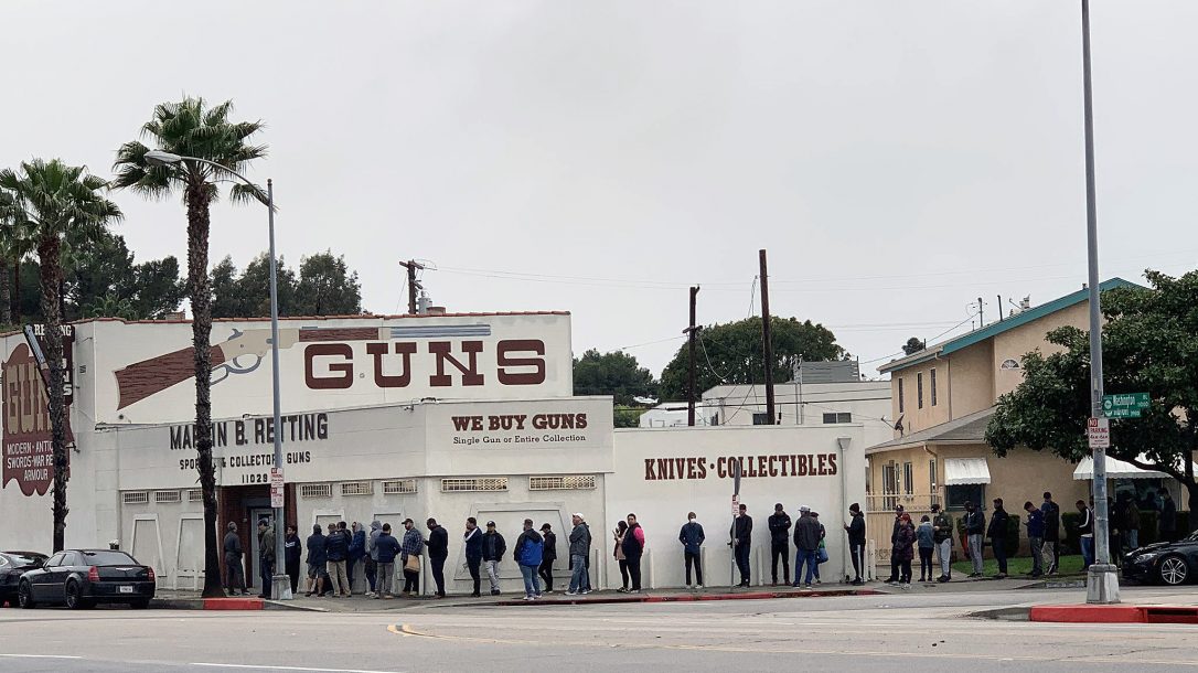 coronavirus panic buying, Gun store lines are growing across the country, stimulus checks guns, stimulus money guns