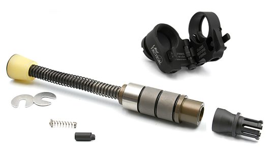 The JP Law Tactical Series Silent Captured Springs work with Law Tactical's famous adapter, that enables folding stocks on direct impingement AR-15s.