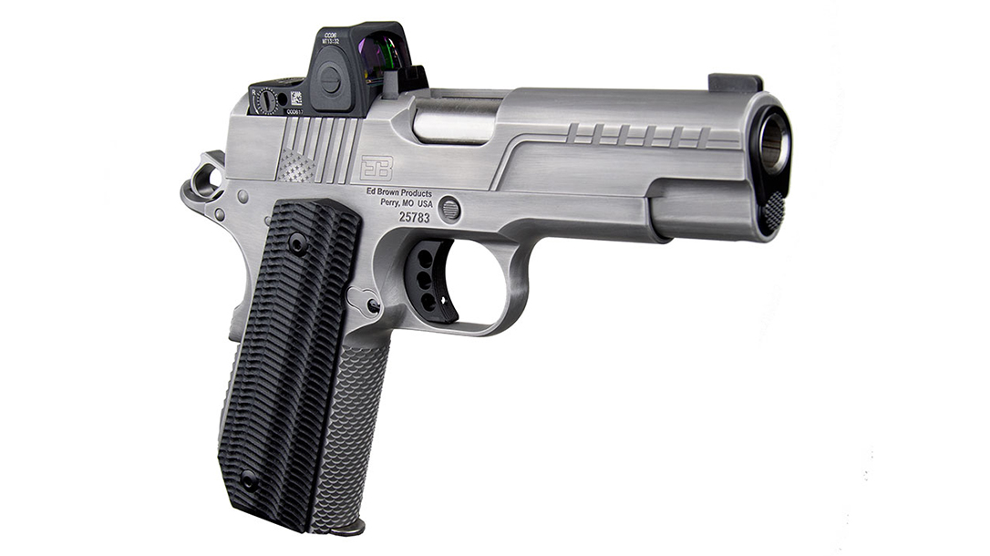 The Ed Brown FX2 comes topped with the new Trijicon RMRcc.