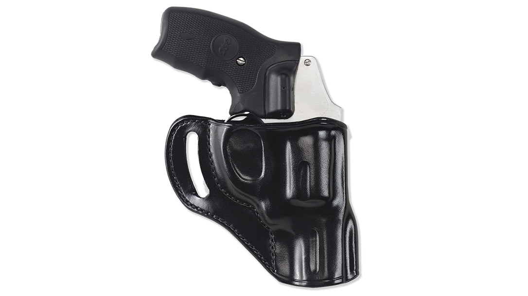 The Galco Hornet accommodates both crossdraw and appendix carry from the belt.