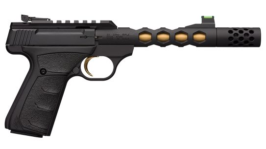 The new Browning Buck Mark Plus Vision Black/Gold comes suppressor ready.