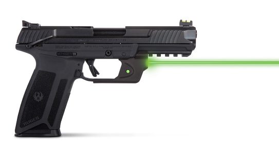 The Viridian E-Series Green Laser brings enhanced targeting to the Ruger-57 pistol.