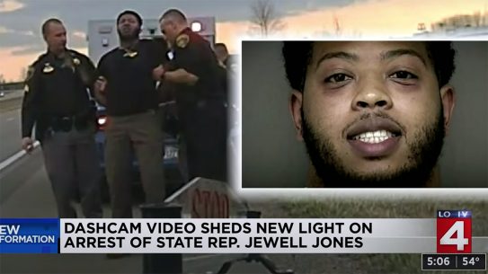 Michigan Rep. Jewell Jones threatens officers during arrest.