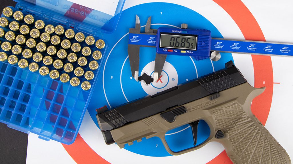 Wilson Combat and Sig Sauer combine for incredible accuracy; one ragged hole groups were achievable with the WCP320 EDC pistol without the need for a bench.