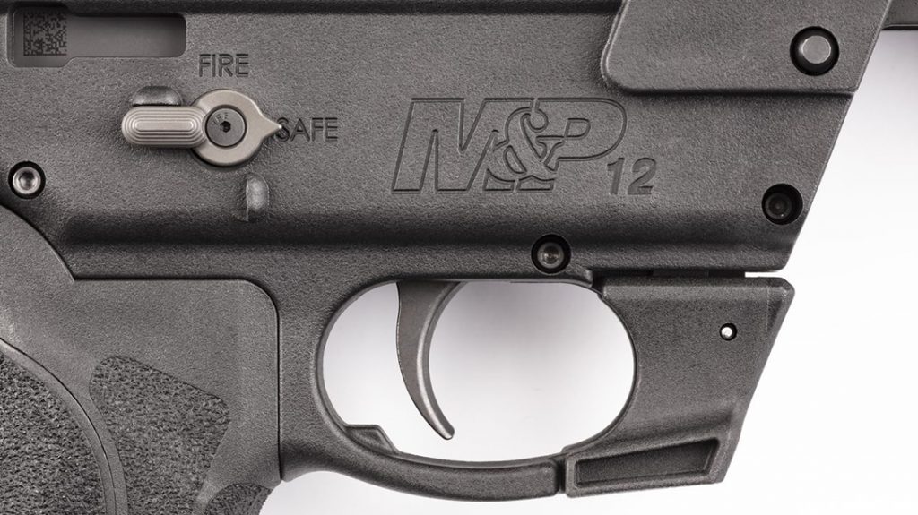 The S&W M&P12 utilizes fully-ambidextrous AR-15-style controls. 