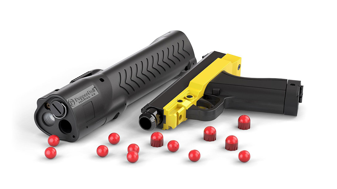 The Pepperball pistol is a safe means for self-defense at a distance.