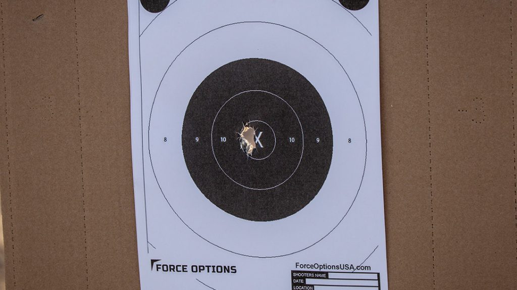 Sheriff Mark Lamb achieved a very tight group with the Walther PDP.