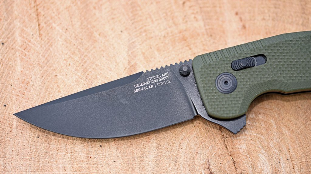 The SOG-TAC XR features a drop point blade.