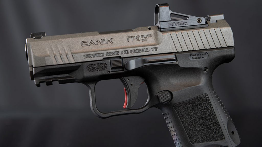 The Canik TP9 Elite Sub-Compact features a precut slide for mounting optics.