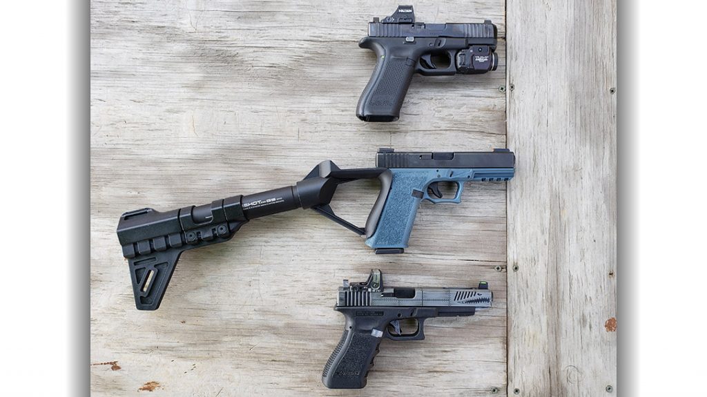 The Glock model Accurate Pistol Systems USA 1SHOT works with a wide variety of Glock Gen 3 through 5 models. The same goes for the author's Polymer 80 pistols.