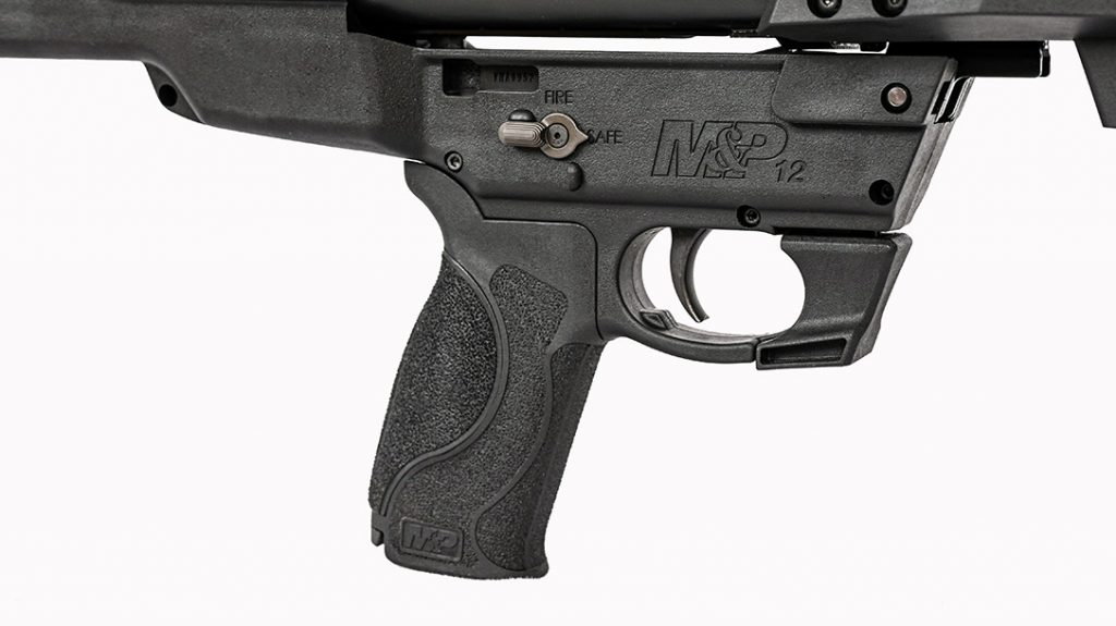 The lower features an ambidextrous AR-style safety, which is quick and positive to use.