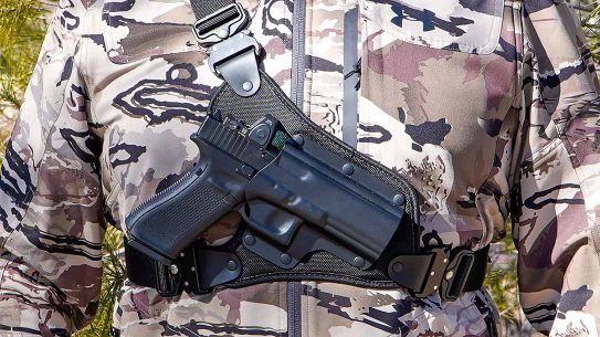 The Galco High Ready Chest Holster.