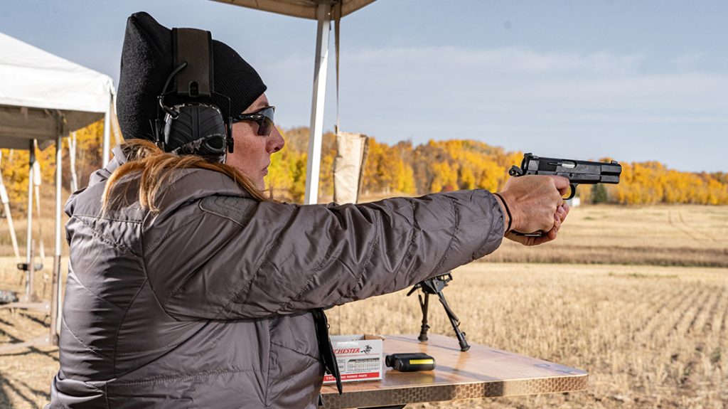 The Springfield Armory SA-35 being fired at the Athlon Outdoors Rendezvous.