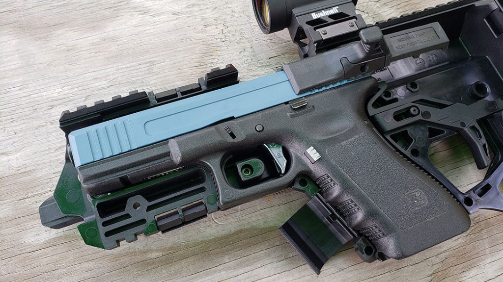 The Recover Tactical P-IX uses a donor Glock that fits in the bullpup clamshell.