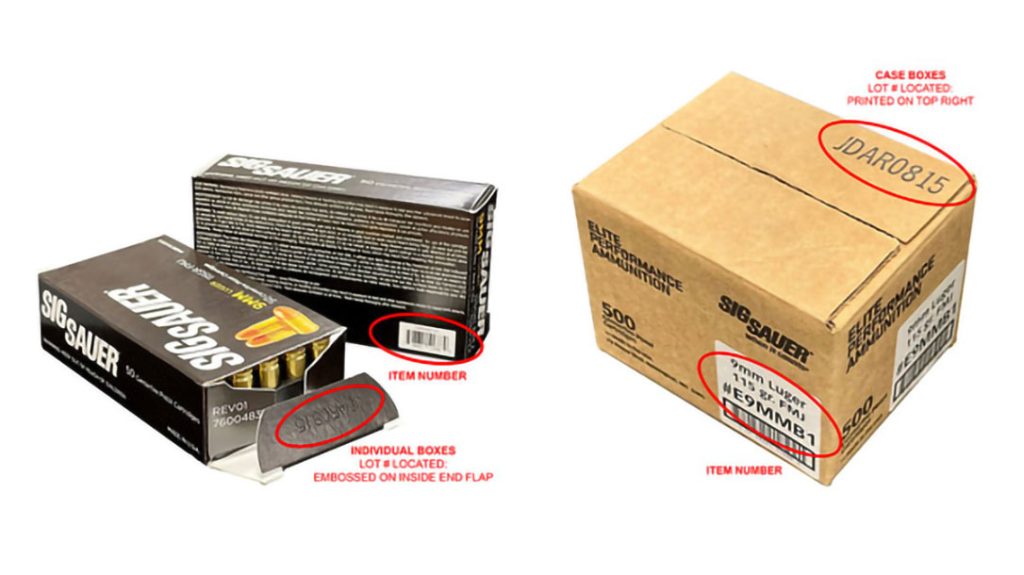 Sig Sauer Issues Product Warning and Ammo Recall Notice.