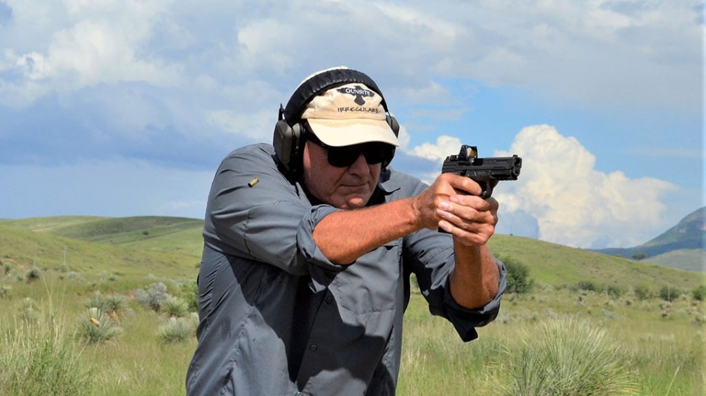 The author shooting the Smith & Wesson M&P9 M2.0 Metal.