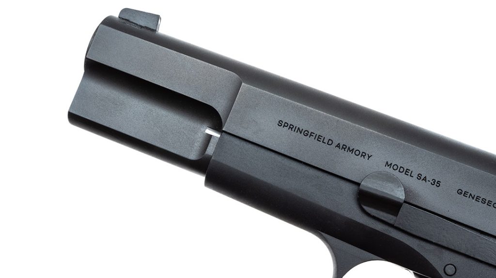 The SA-35 sports a matte black, blued finish for a classic Browning Hi-Power look.