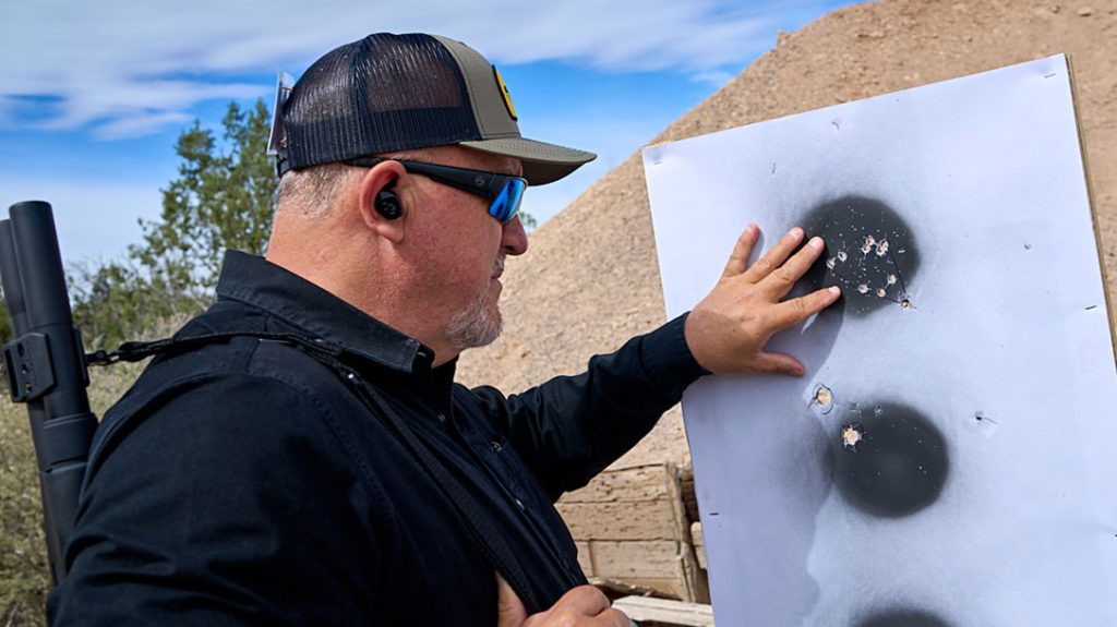The author sighted in the Mossberg 940 Pro Tactical with buckshot.