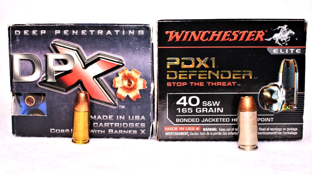 CORBON’s 9mm 115 gr DPX and Winchester’s 165 gr PDX-1 both met the author’s criteria for good terminal performance in the Lucky Gunner Labs tests in our 9mm VS 40 comparison.