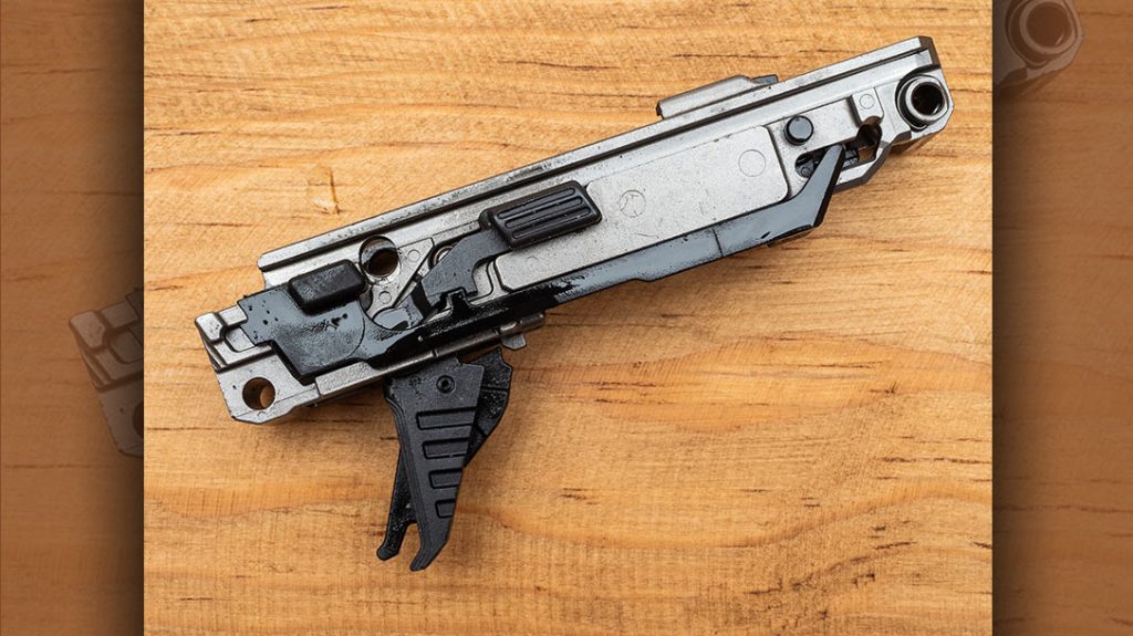 The modular trigger chassis is the serialized “firearm” component that can be swapped from frame to frame.