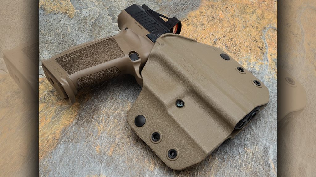 The pistol ships with an IWB/OWB holster to get the buyer geared up quickly.