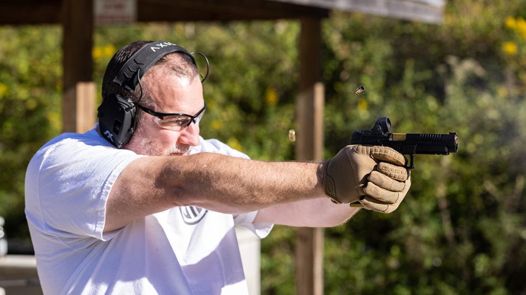 With its solid ergos and low bore axis, the CZ P-10 F CR is a very flat-shooting pistol.