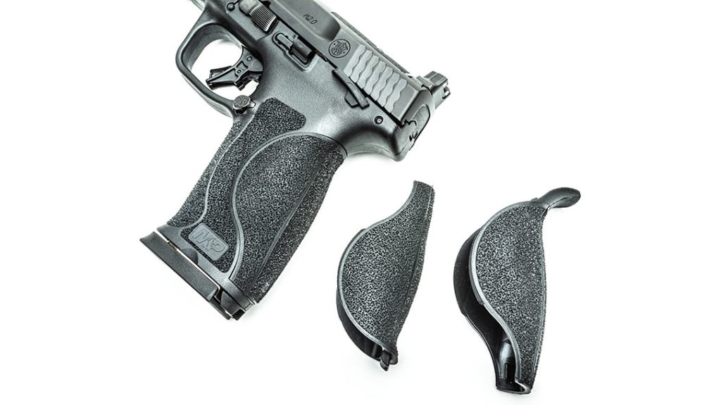 Interchangeable palm swell grip panels ensure a comfortable grip for a wide range of shooters.