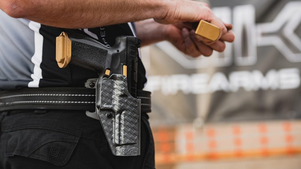 Canik ships the SFx Rival with a fast and functional holster legal for nearly all competitive shooting disciplines.